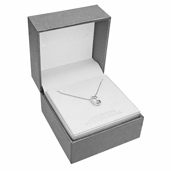 PRIMROSE Sterling Silver Cubic Zirconia Initial Pendant Necklace Silver Tone Z - Image 2