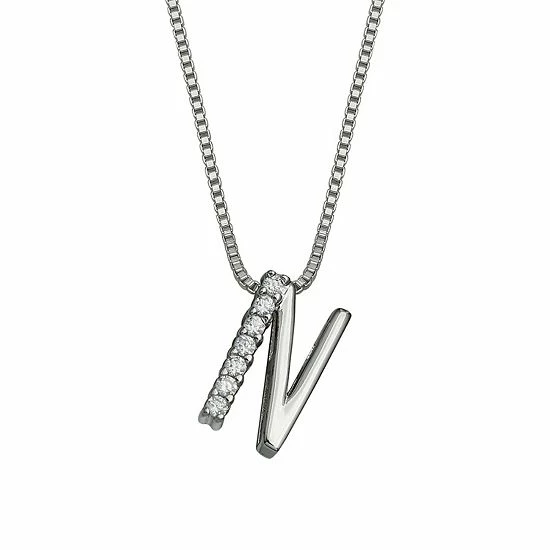 PRIMROSE Sterling Silver Cubic Zirconia Initial Pendant Necklace Silver Tone Z - Image 11