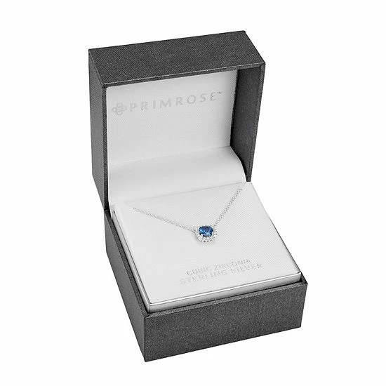 PRIMROSE Sterling Silver Cubic Zirconia Halo Pendant Necklace May - Image 2