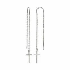 PRIMROSE Sterling Silver Cross Threader Earrings