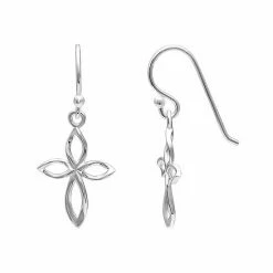 PRIMROSE Sterling Silver Open Cross Drop Earrings