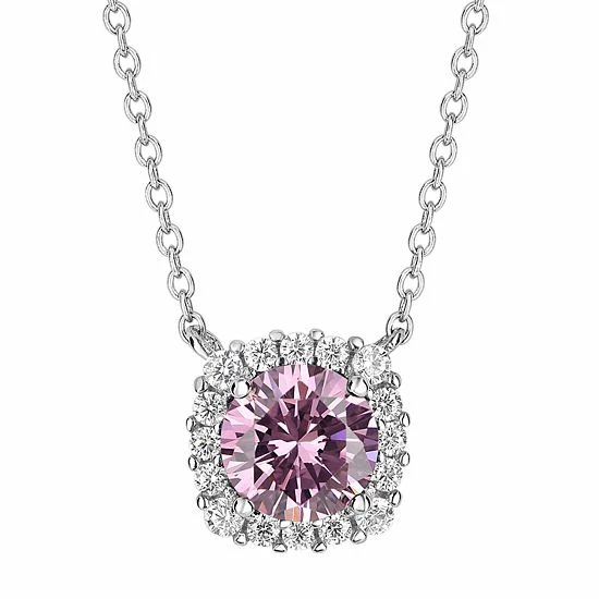 PRIMROSE Sterling Silver Cubic Zirconia Halo Pendant Necklace May - Image 5