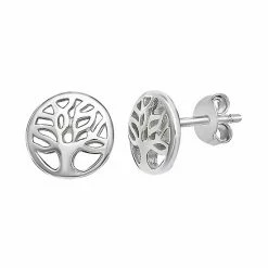 Primrose Sterling Silver Family Tree Stud Earrings