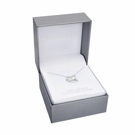 PRIMROSE Sterling Silver Cubic Zirconia Open Heart Pendant Necklace - Image 2