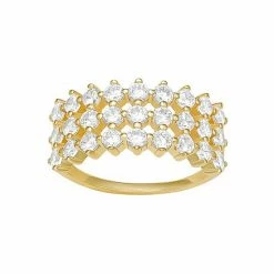 PRIMROSE Sterling Silver Cubic Zirconia Triple Row Ring