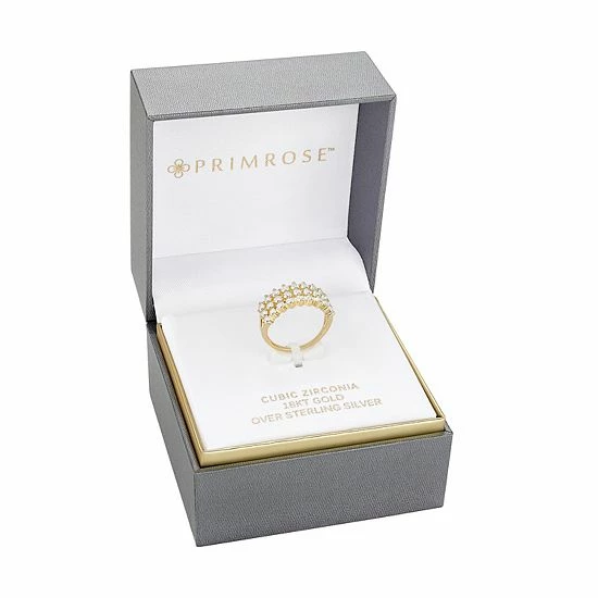 PRIMROSE Sterling Silver Cubic Zirconia Triple Row Ring - Image 2