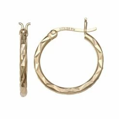 PRIMROSE 14k Gold Over Silver Faceted Hoop Earrings