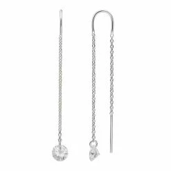 PRIMROSE Sterling Silver Bar & Crystal Chain Threader Drop Earrings