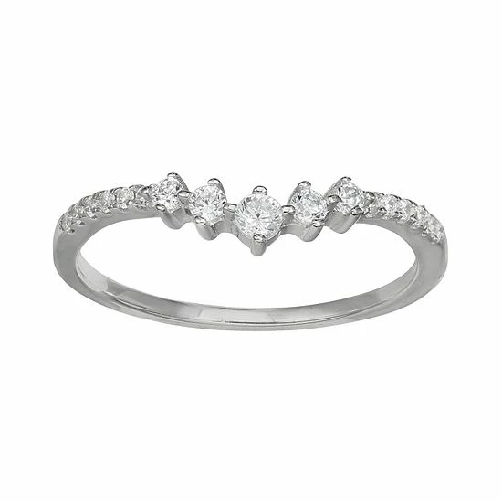 PRIMROSE Sterling Silver Graduated Cubic Zirconia Ring