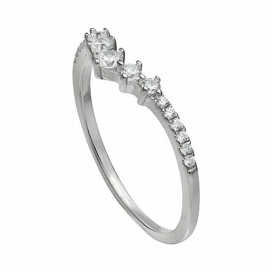 PRIMROSE Sterling Silver Graduated Cubic Zirconia Ring - Image 2