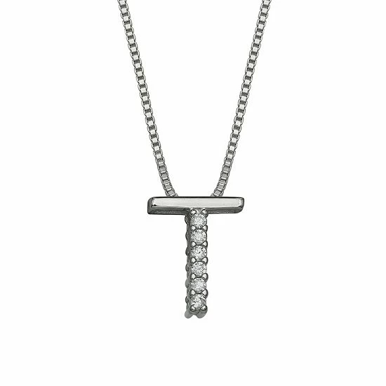 PRIMROSE Sterling Silver Cubic Zirconia Initial Pendant Necklace Silver Tone Z - Image 12