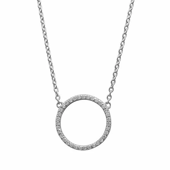 PRIMROSE Sterling Silver Cubic Zirconia Circle Necklace - Image 2