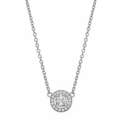 PRIMROSE 18k Gold Plated Cubic Zirconia Halo Necklace Sterling