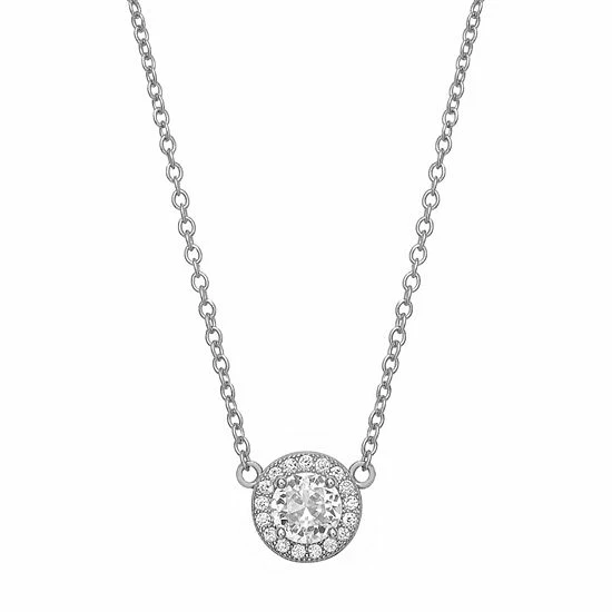 PRIMROSE 18k Gold Plated Cubic Zirconia Halo Necklace Sterling - Image 2