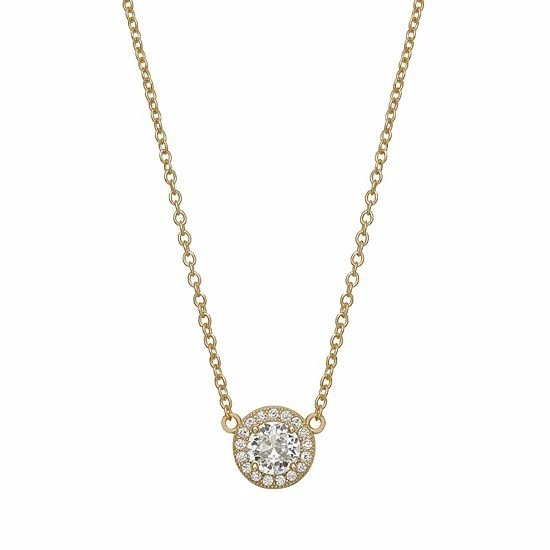 PRIMROSE 18k Gold Plated Cubic Zirconia Halo Necklace Sterling - Image 3