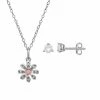 PRIMROSE Two-Tone Sterling Silver Cubic Zirconia Earring & Sunflower Pendant Necklace Gold Over Sterling