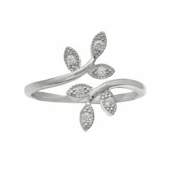 PRIMROSE Sterling Silver Cubic Zirconia Vine Bypass Ring