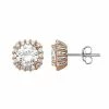 PRIMROSE Sterling Silver Pave Cubic Zirconia Cushion Shape Stud Earrings 18k Rose Gold Over