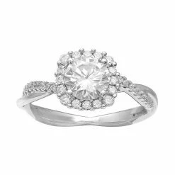 PRIMROSE Sterling Silver Cubic Zirconia Cushion Halo Ring