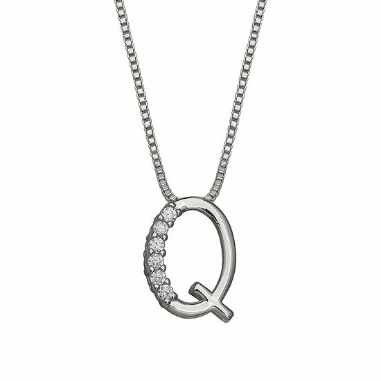 PRIMROSE Sterling Silver Cubic Zirconia Initial Pendant Necklace Silver Tone Z - Image 13