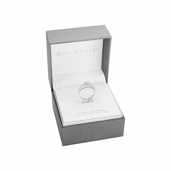 PRIMROSE Sterling Silver Cubic Zirconia Duo Ring Set - Image 3