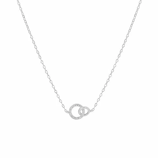 PRIMROSE Sterling Silver Cubic Zirconia Interlocking Circle Necklace