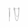 PRIMROSE Sterling Silver Cubic Zirconia Double Chain Front-to-Back Drop Earrings