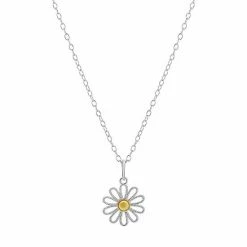 PRIMROSE Two Tone Sterling Silver Twisted Sunflower Pendant Necklace