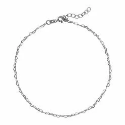 PRIMROSE Sterling Silver Heart Link Chain Anklet