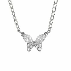 PRIMROSE Sterling Silver Cubic Zirconia Butterfly Necklace