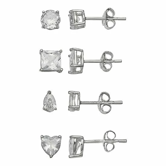 PRIMROSE Sterling Silver Cubic Zirconia Earring Set