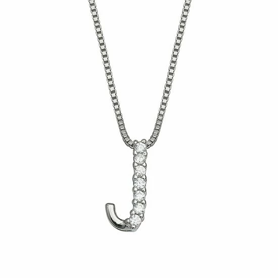 PRIMROSE Sterling Silver Cubic Zirconia Initial Pendant Necklace Silver Tone Z - Image 14