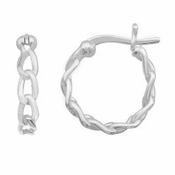 PRIMROSE Sterling Silver Chain Link Hoop Earrings