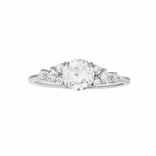 PRIMROSE Sterling Silver Cubic Zirconia Round & Square Cluster Ring