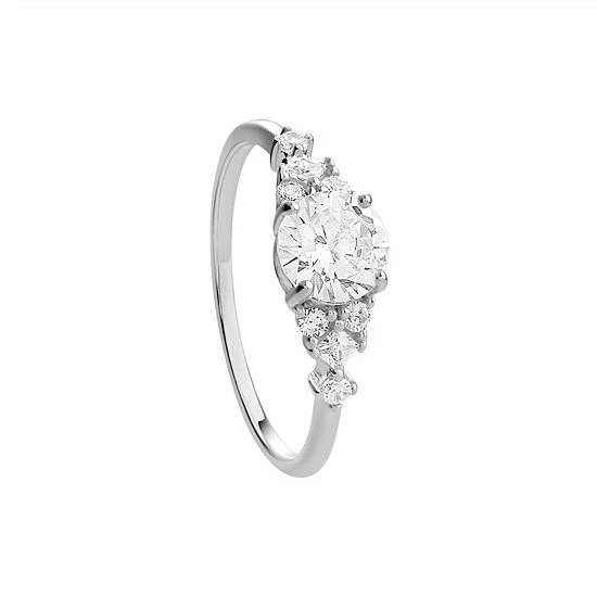 PRIMROSE Sterling Silver Cubic Zirconia Round & Square Cluster Ring - Image 2