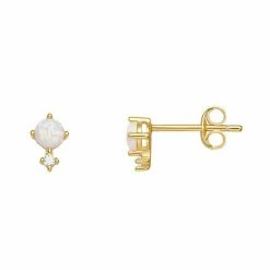 PRIMROSE 18k Gold Over Silver Opal & Cubic Zirconia Stud Earrings