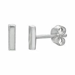 PRIMROSE Sterling Silver Flat Bar Stud Earrings Silver Tone