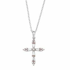 PRIMROSE Sterling Silver Cubic Zirconia Cross Pendant Necklace