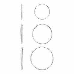 PRIMROSE Sterling Silver Endless Hoop Earrings - Set Of 3