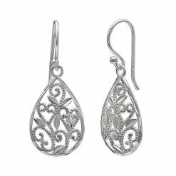 PRIMROSE Sterling Silver Filigree Drop Earrings