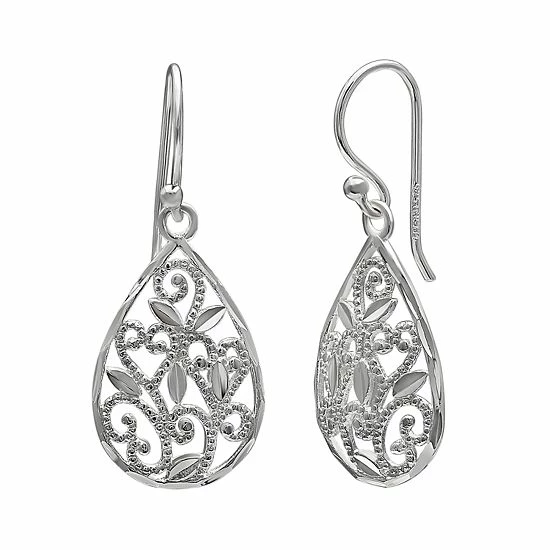 PRIMROSE Sterling Silver Filigree Drop Earrings