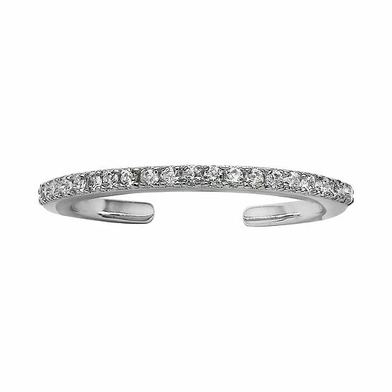 PRIMROSE Sterling Silver Cubic Zirconia Graduated Toe Ring