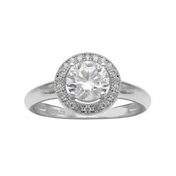 PRIMROSE Cubic Zirconia Sterling Silver Halo Ring