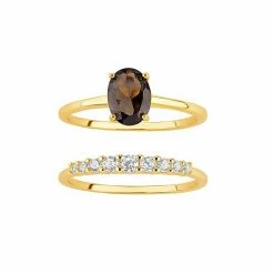 PRIMROSE 18k Gold Over Silver Crystal & Cubic Zirconia Ring Duo Set