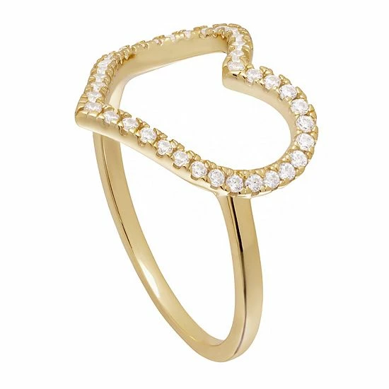 PRIMROSE Sterling Silver Cubic Zirconia Open Heart Ring - Image 2