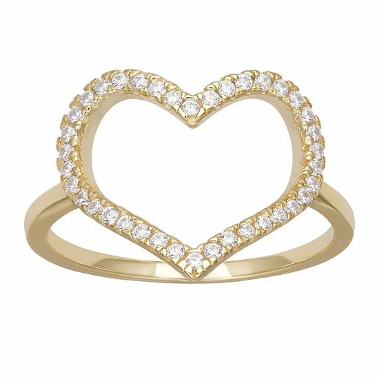 PRIMROSE Sterling Silver Cubic Zirconia Open Heart Ring - Image 3