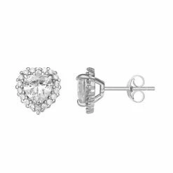 PRIMROSE Cubic Zirconia Heart Halo Earrings Two Tone Rose