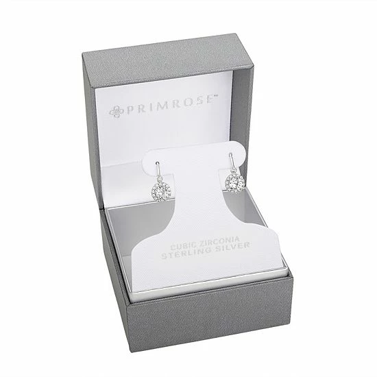 PRIMROSE Sterling Silver Cubic Zirconia Drop Earrings - Image 2