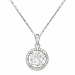 PRIMROSE Sterling Silver Cubic Zirconia Halo Pendant Necklace