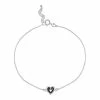 PRIMROSE Polished Oxidized Sterling Silver Heart Chain Anklet